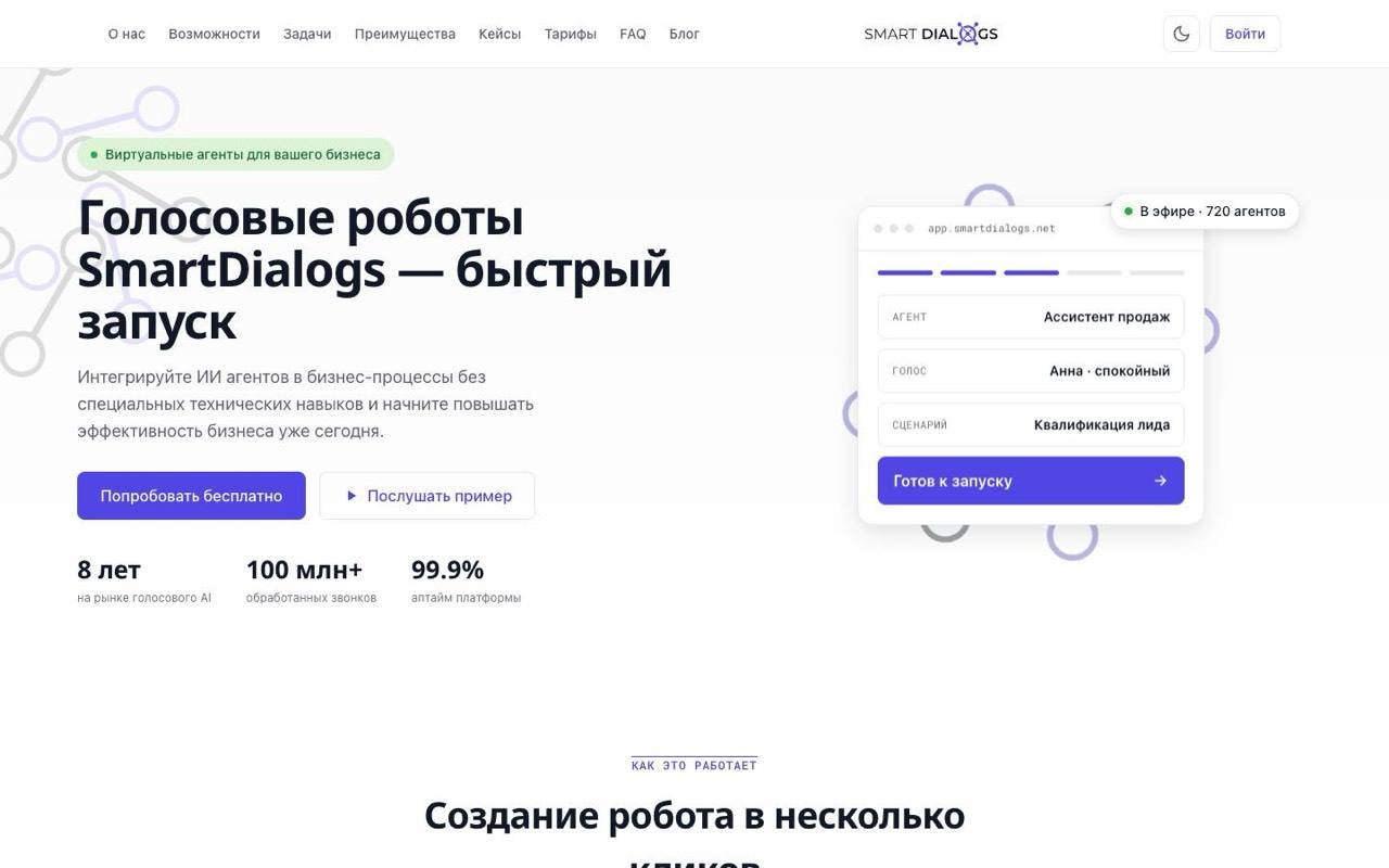 Скриншот сервиса SmartDialogs