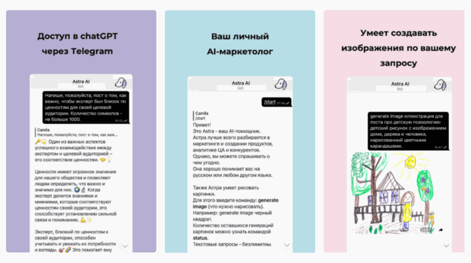 Скриншот сервиса Astra AI – аналитика ЦА